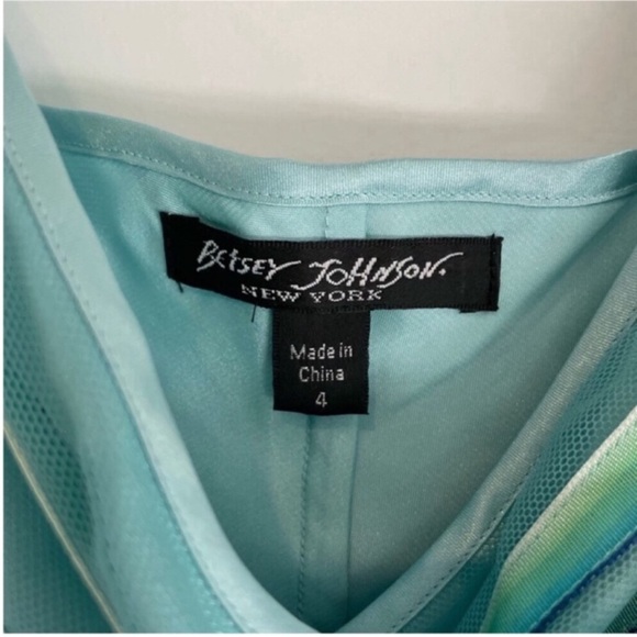 Betsey Johnson Black Label Aqua Blue Chevron Striped Party Dress Sz 4 Like New! - Picture 10 of 10